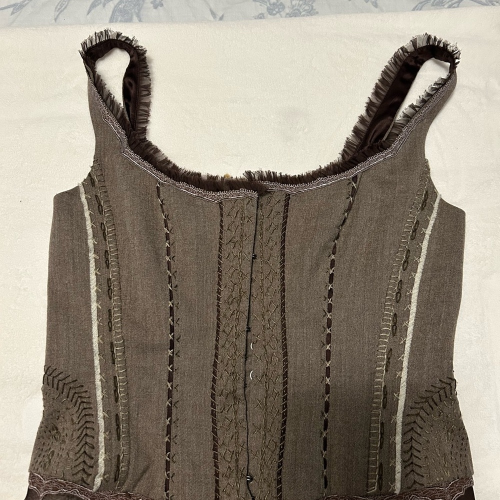 Elie Tahari Chocolate Brown Textured vest Sleeveless Top